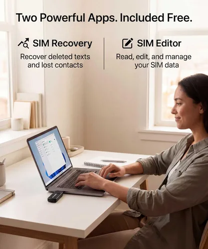 Vista 7 de Lector de tarjetas SIM USB multimedia SD TF MMC con adaptadores Micro y Nano SIM y software de edición SIM y recuperación de texto