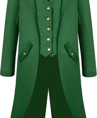 Vista 6 de Bowake Abrigo medieval steampunk para hombre, disfraces de Halloween, ropa retro, renacentista, gótica, abrigo punk retro