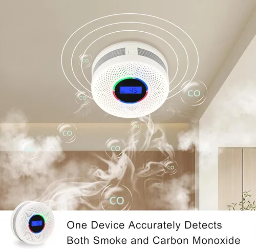 Vista 3 de Kesy - Detector de humo y monóxido de carbono mejorado de 10 años de vida útil, alarma de humo de doble sensor y detector de monóxido de carbono