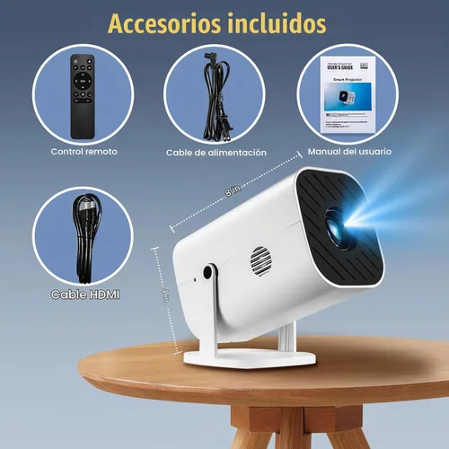 Vista 9 de 【Aplicaciones integradas, enfoque eléctrico y rotación de 210°】Mini proyector con WiFi y Bluetooth, proyector de video inteligente, proyector