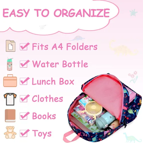 Vista 3 de VASCHY Mochila para niños, bonita mochila ligera para niños y niñas