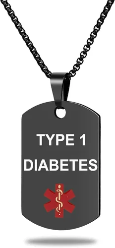 Collar de alerta médica, etiqueta grabada con láser, grabado personalizado, etiqueta de identificación de acero inoxidable, colgante para hombres y