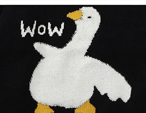 Vista 6 de Y2K Grunge - Sudadera de gran tamaño Kawaii con patito de manga larga, sin botones, estética, Harajuku, ropa de punto