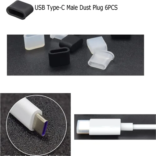 Vista 7 de 30 tapones USB antipolvo con 6 tipos, tapón antipolvo USB tipo C, protector de puerto de silicona suave micro USB, protector de cubierta antipolvo
