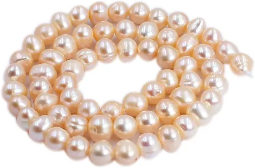 SR BGSJ Joyas naturales de 0.236 a 0.316 pulgadas (0.236-0.276 in), cuentas de perlas de agua dulce casi redondas, color naranja y rosa, para