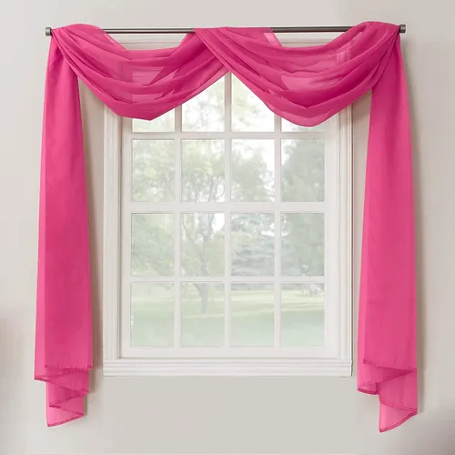 Vista 7 de Decotex 1 pieza cortina transparente de gasa para decoración del hogar con dobladillo completo cenefa valance swag superior (54" x 216", blanco)
