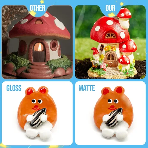 Vista 4 de Kit de esmalte de arcilla seca al aire – Esmalte y barniz de arcilla polimérica de 7 onzas para arcilla seca al aire – Sellador de alto brillo