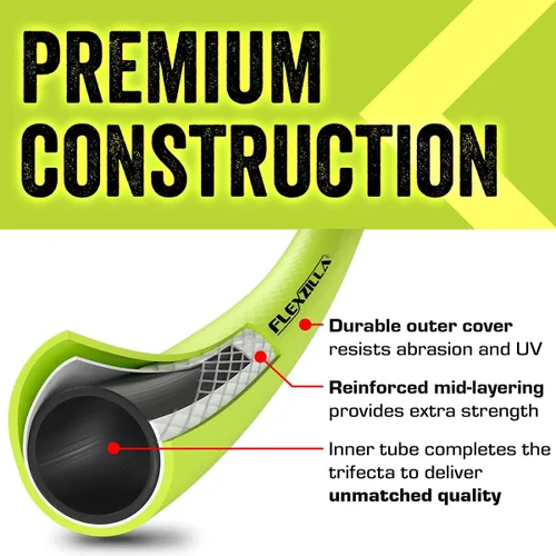 Vista 3 de Flexzilla - Manguera de jardín de 5/8 pulgadas x 100 pies, manguera de agua ligera para todo tipo de clima, resistente y flexible, conexiones sin