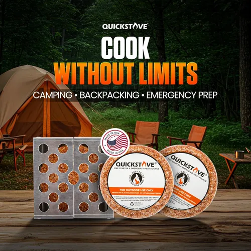 Vista 2 de Kit de cocina de emergencia portable para campamento. Estufa multigasolina, olla de acero inoxidable y alimentos, ideal pata kits de supervivencia