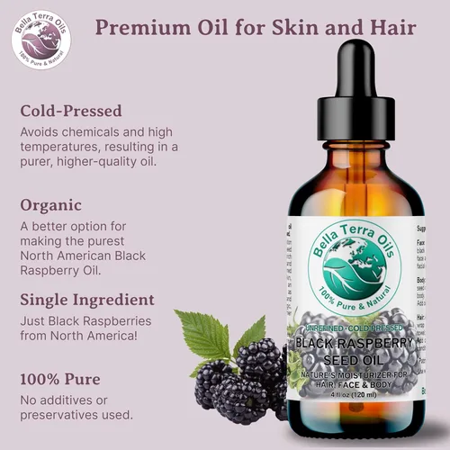 Vista 8 de Bella Terra Oils - Aceite de semilla de frambuesa negra de 4 onzas - Deléitese en esencia rica en antioxidantes, lleno de omega-6 y omega-9
