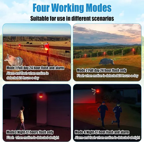 Vista 3 de Qualirey Alarma solar de sonido y luz, sensor de movimiento, sirena de seguridad para exteriores, 129 db, detector activado impermeable, alarma