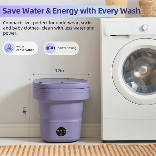 Vista 3 de Mini máquina de lavandería, lavadora portátil de 16 litros con cesta giratoria, lavadora portátil adecuada para ropa de bebé, ropa