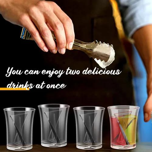 Vista 5 de Suclain 24 vasos divididos reutilizables de plástico transparente de 2 onzas, vasos divididos para bar, alcohol, despedida de soltera