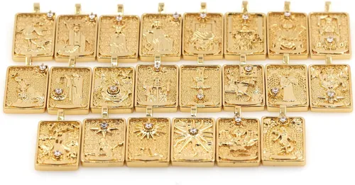 Vista 2 de Encantos para hacer joyas con tarjetas de tarot, exquisito collar de sol, dije de luna, suministros para hacer joyas de bricolaje
