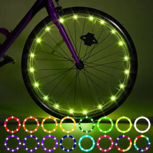 Vista 9 de Waybelive 2 Pack LED Bike Wheel Light, Remote Control Bicycle Tire LED Light, Wheelchair Light, 16 Color Change by Yourself, Waterproof, Super