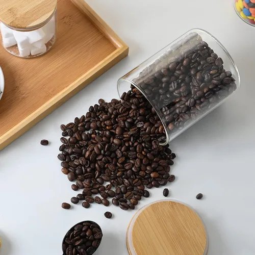 Vista 2 de umieo Recipientes de vidrio para almacenamiento de alimentos con tapas de bambú, tarros grandes de vidrio para almacenamiento de alimentos