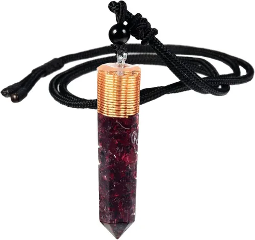 SUNYIK Collar con colgante de piedra de cristal de orgón para hombres y mujeres, collar de cristal facetado hexagonal para unisex ajustable de 18 a