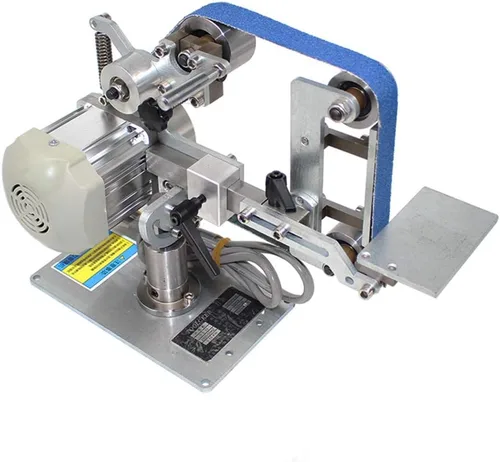 T-king - Máquina de correa pequeña de 550 W con motor sin escobillas, lijadora de correa de 30.000 x 0.984 in, afiladora, pulidora de ángulo fijo