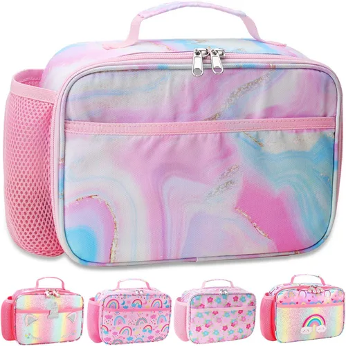 Vista 9 de RHCPFOVR Lonchera para niños – Lonchera aislada para niños y niñas, bolsa de almuerzo lavable y lonchera reutilizable para preescolar a prueba