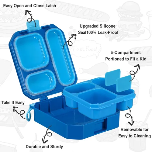Vista 4 de Itslife Juego de lonchera Bento para niños con termo de sopa de 12 onzas y bolsa de almuerzo, recipientes de comida a prueba de fugas