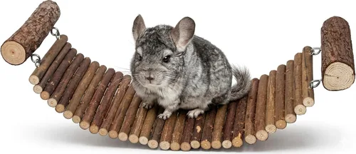 Chinchilla - Juguete de plataforma de puente colgante de madera, juguetes de escalada de animales pequeños para hámsteres de chinchilla, planeador