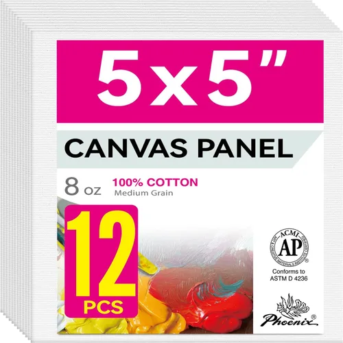 Vista 36 de PHOENIX Paneles de Lienzo Pequeños para Pintura de 3x5 Pulgadas, Paquete de Valor de 12 Unidades - 8 Oz Triple Imprimado 100% Algodón Libre de Ácido