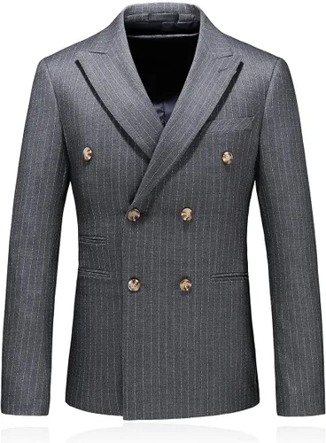 Vista 2 de KUDORO Trajes de 3 piezas para hombre, traje ajustado de doble botonadura, traje formal de esmoquin de boda