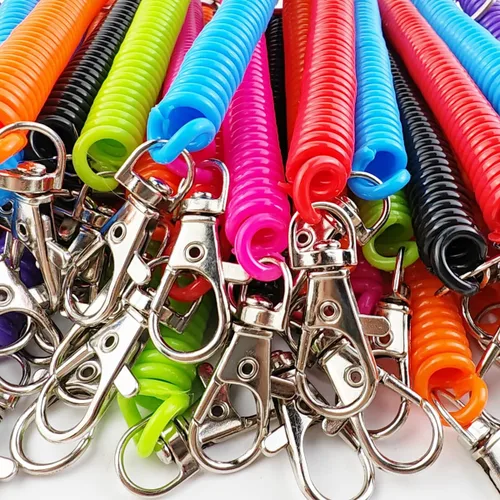 Vista 3 de TIHOOD 14PCS Spiral Retractable Spring Coil Keychain Theftproof Anti-lost Stretch Cord Safety Key Rings