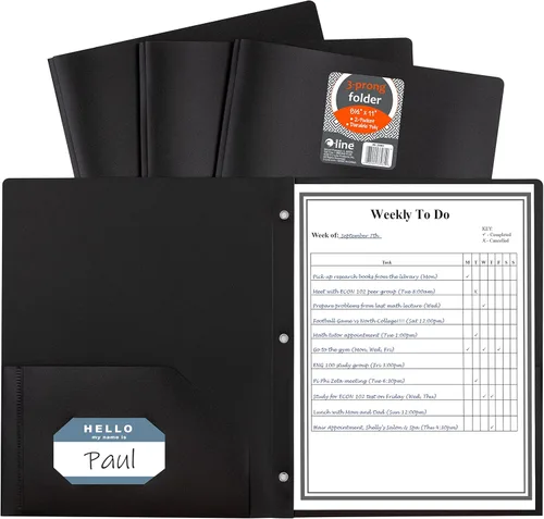 Vista 11 de Portafolios de poliéster pesado con dos compartimentos, de C-Line, Colores Variados Paquete de 10