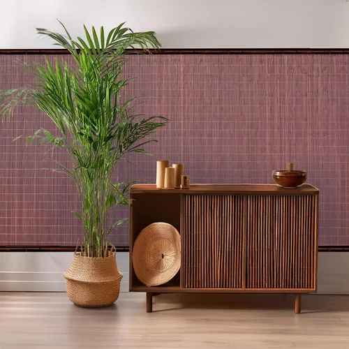 Vista 8 de Forever Bamboo Paneles de pared de bambú de tatami de chocolate, decoración del hogar para sala de estar, tratamiento de techo decorativo, 4 pies