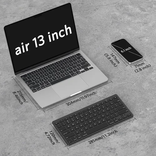 Vista 3 de OMOTON Teclado Bluetooth compatible con Mac, teclado inalámbrico compacto compatible con MacBook Pro/Air, iMac, Mac mini/Pro Laptop y PC, negro