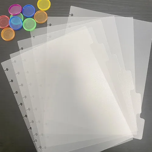 Vista 6 de 18 separadores de carpeta en blanco para cuadernos con disco, divisores de índice de carpeta de 7 x 9.25 pulgadas, divisores de cuaderno de 9 discos
