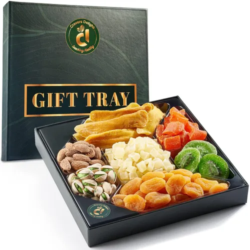 Día de San Valentín – Cesta de regalo de frutas y nueces – Caja de regalo de 7 frutas secas y nueces con mango, albaricoque, piña, almendras,