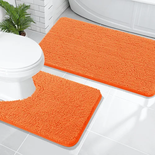 Vista 138 de OLANLY Juego de 2 alfombras de baño de felpilla suave y absorbente, antideslizantes, de secado rápido, lavables a máquina, accesorios de decoración