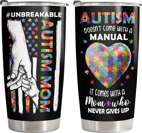 34HD Regalo para el Día de la Madre para mamá con autismo – Vaso irrompible para mamá con conciencia sobre el autismo, taza para mamá con