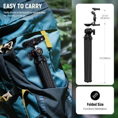Vista 11 de NEEWER Trípode para cámara con control remoto, mini trípode flexible para teléfono con adaptador de montaje de cámara de acción, soporte oculto