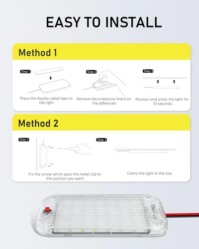 Vista 7 de MERTTURM Luz de cúpula para interior de caravana, 48 LED, 800 lúmenes, ultra brillante, luces LED blancas de 12 voltios, luz de techo para caravana
