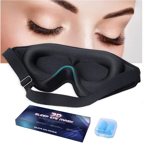 Máscara de ojos negra para extensiones de pestañas, protector de pestañas para hombres y mujeres, bloqueo de luz 3D, cubiertas de ojos contorneadas