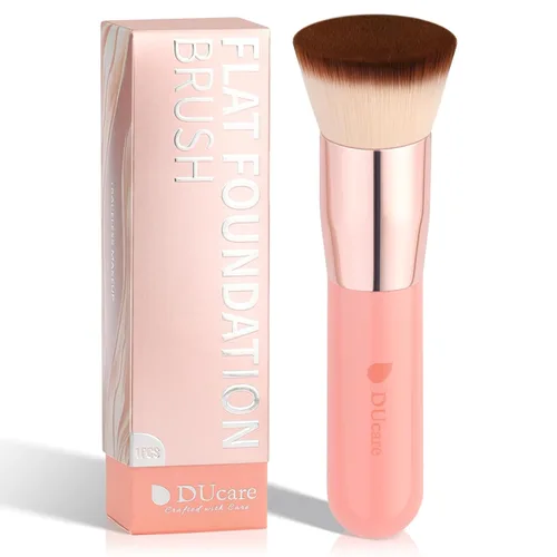 Vista 14 de DUcare Kabuki - Brocha de base para maquillaje líquido, parte superior plana, profesional, mezcla de polvo mineral, cepillo de maquillaje de cara