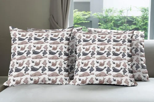 Vista 99 de Ambesonne Paquete de 4 fundas de cojín navideñas con cinta, ilustración de imagen de deseos navideños, impresión digital moderna de doble cara, 16