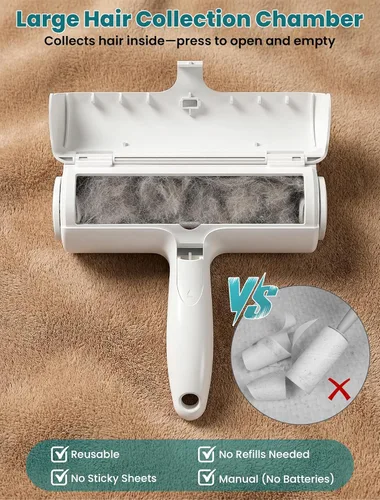 Vista 7 de DELOMO Herramienta de eliminación de pelo de mascotas: rodillo de pelusa reutilizable para pelo de mascotas, removedor de pelo de mascotas