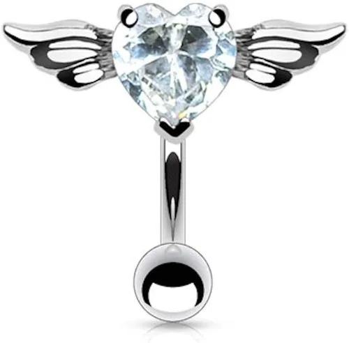 14GA - Anillo de acero quirúrgico 316L con alas de ángel de 0.315 in (0.315 in)