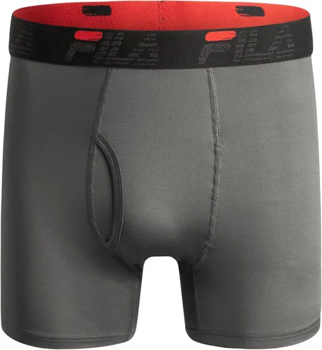 Vista 2 de Fila Calzoncillos tipo bóxer para hombre de 6 pulgadas con bragueta frontal, 90% poliéster, 10% elastano, paquete de 4