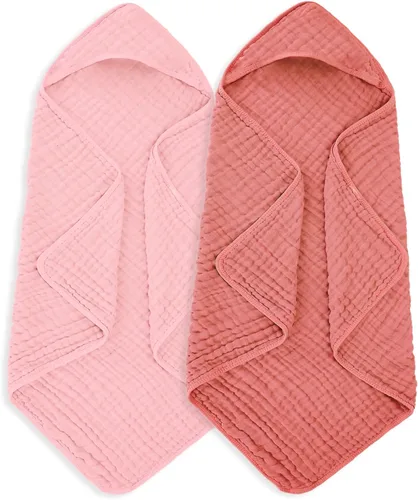 Vista 12 de MIGIOL Toallas de muselina con capucha para bebé 100% algodón, toalla de baño de muselina súper suave para bebé - 32 x 32 pulgadas, adecuada