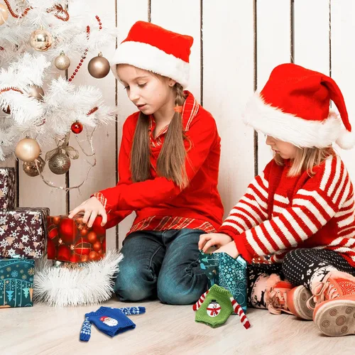 Vista 6 de Aoriher 3 piezas de ropa de muñeca de Navidad, accesorios de Navidad, conjunto de suéter pequeño, ropa de punto, alce, Navidad, árbol de Papá Noel