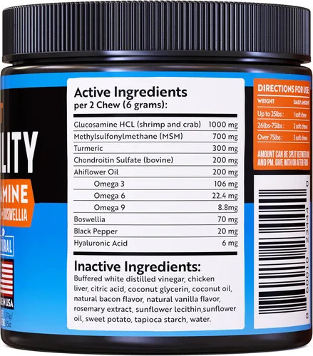 Vista 8 de Glucosamina para perros – 1000 mg – Suplemento para articulaciones de perros mayores – Masticables avanzados de apoyo para la cadera