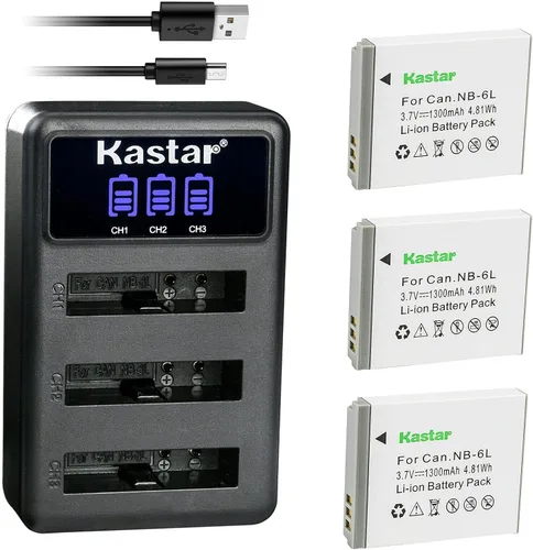 Vista 7 de Kastar Cargador de batería USB triple LCD compatible con Canon NB-6L NB-6LH, Canon PowerShot SX260 HS, PowerShot SX270 HS, PowerShot SX280 HS