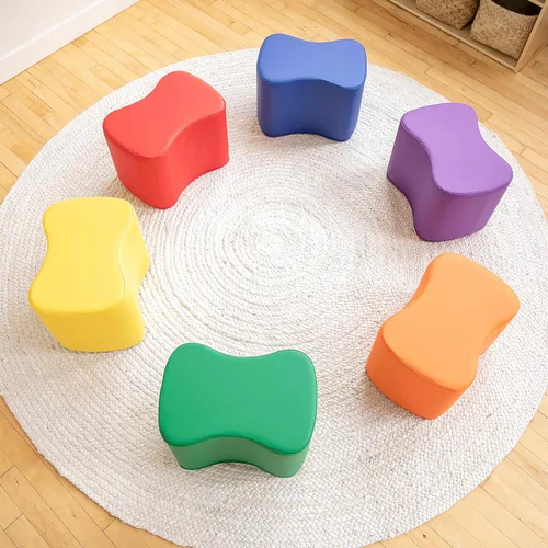 Vista 11 de ECR4Kids SoftZone - Juego de taburetes modulares para niños pequeños, asientos flexibles, surtido, 6 piezas