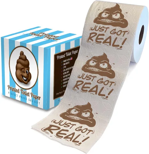 Printed TP Just Got Real - Papel higiénico impreso para regalo, divertido rollo de papel higiénico para broma, sorpresa, decoración de baño, regalo