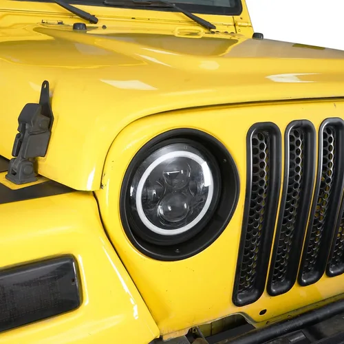 Vista 3 de Hooke Road Wrangler TJ - Biseles de faros delanteros color negro mate para Jeep Wrangler TJ 1997-2006 (par)